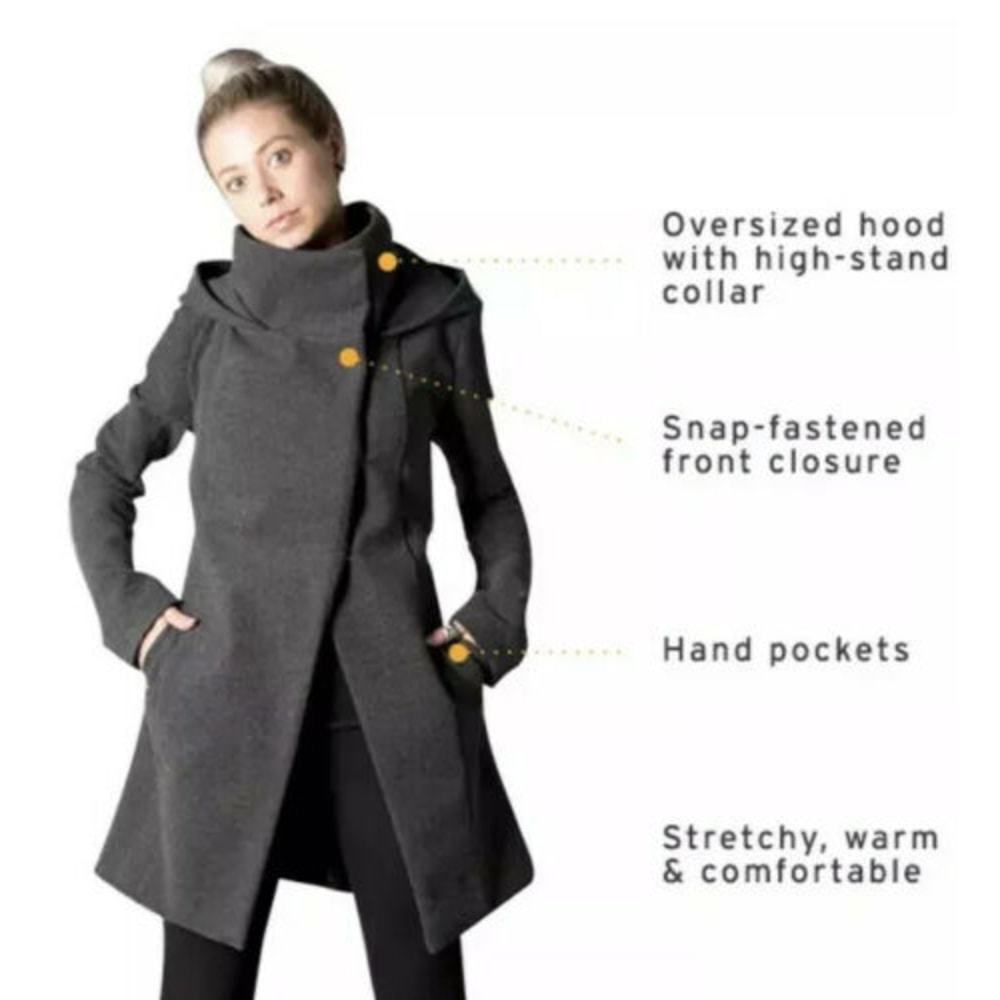 BETABRAND All Day Gray Mock Neck Coat Jacket